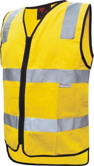 Vest – Polyester TRAFFIC CONTROLLER Print Prime Mover Zip Front Taped HI  VIS D/N